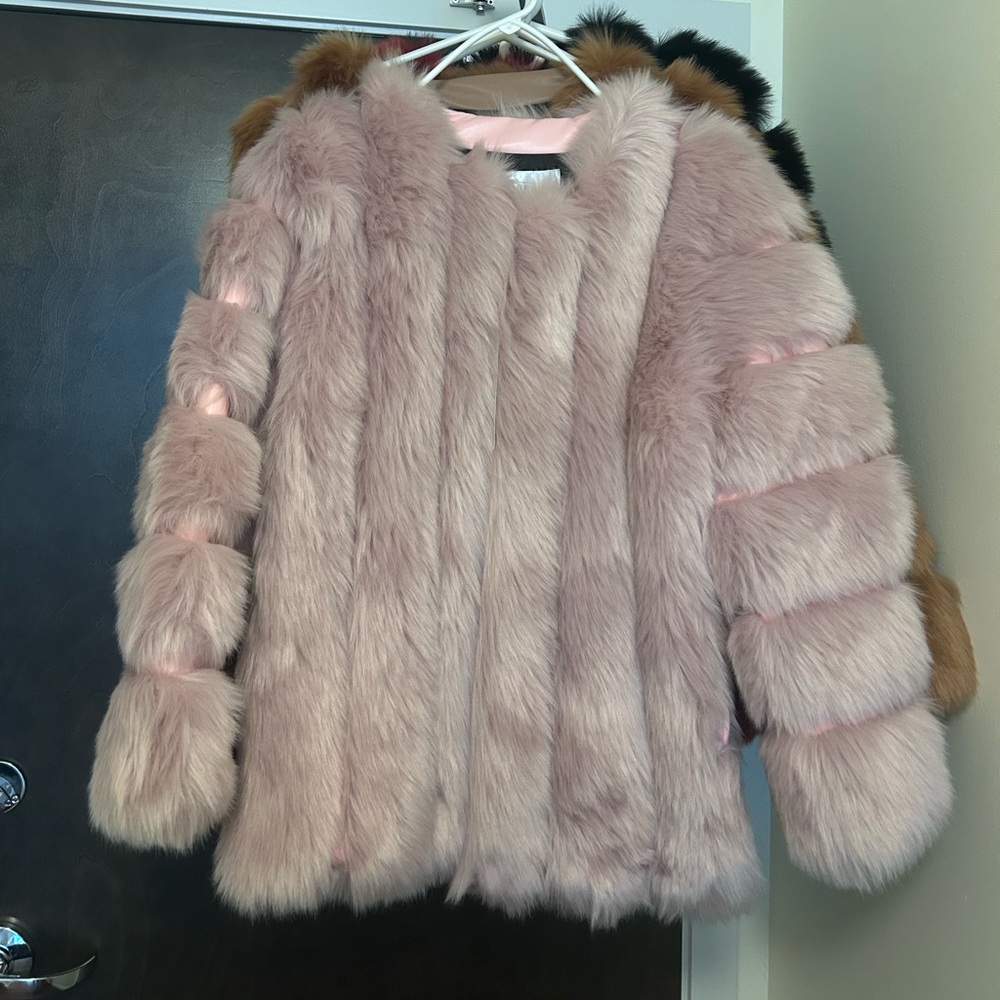 Luxurious Pink Faux Fur Coat